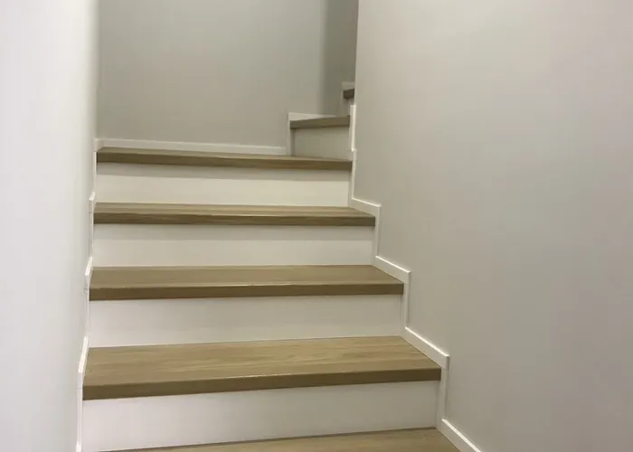 Oak stairs. Natural Oak + White Acrylic