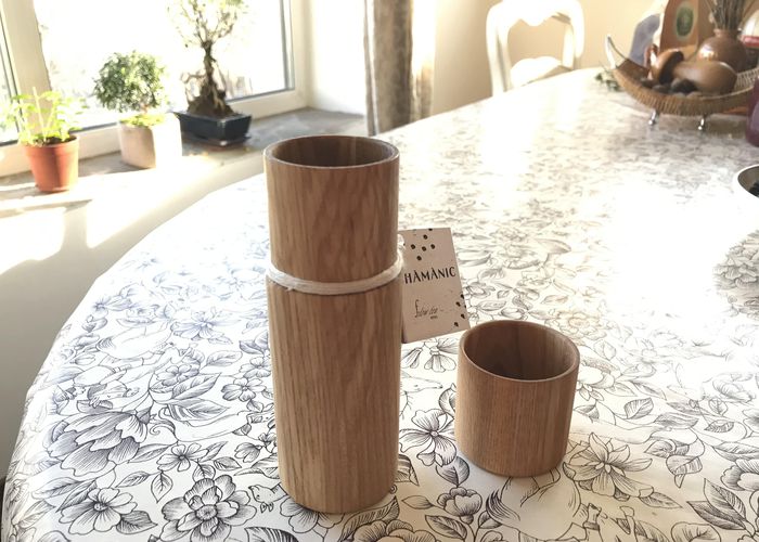 Tea packaging. Wooden Tube. Cylinder