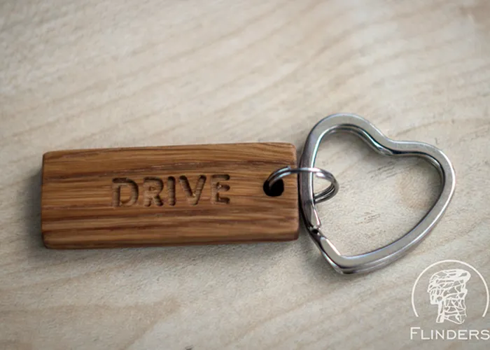 Keychain for Keys <DRIVE> Keychain of Wood and Steel